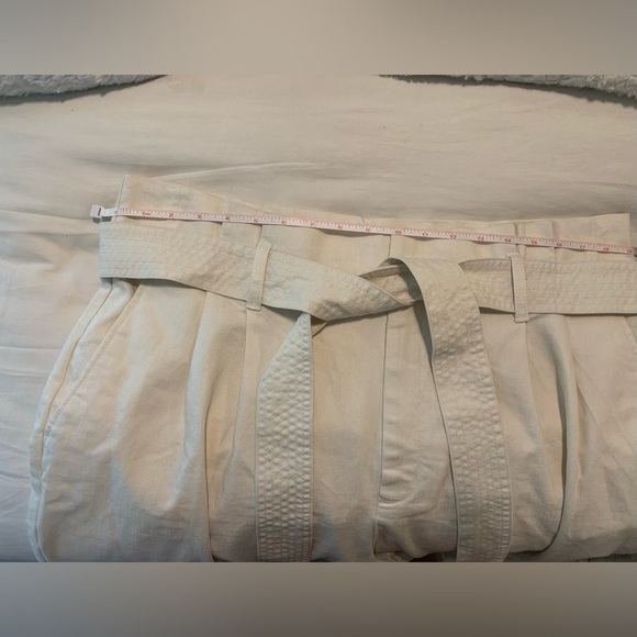 A New Day Ivory High Rise Pleat Front Womens Sz 18 Paper Bag Ankle Pants Belted - Picture 7 of 9